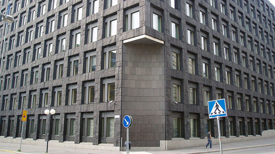 Riksbanken, huvudkontor. Brunkebergstorg. Licens: Public domain, Wikimedia Commons