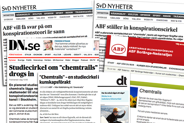 Medial upphetsning kring studiecirkel om chemtrails på ABF Borlänge