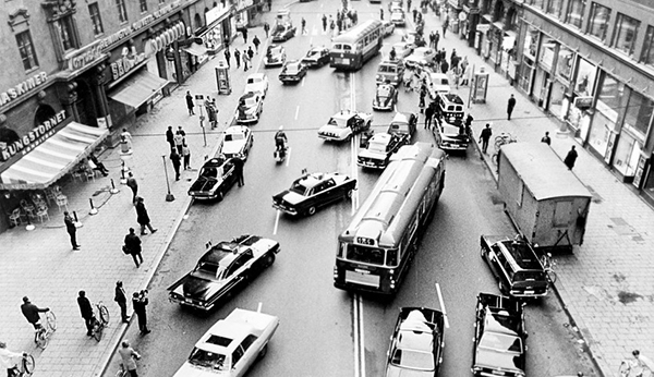 Högertrafik införs 1967, Kungsgatan, Stockholm