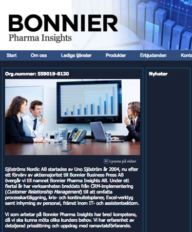 Bonnier Pharma Insights - Skärmdump