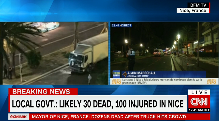Nice attack, July 2016, Bastille Day - Bild: CNN skärmdump