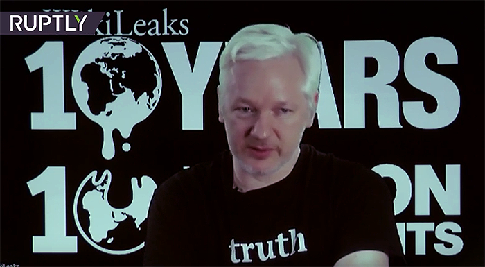 Julian Assange den 3 oktober 2016 - Foto Ruptly