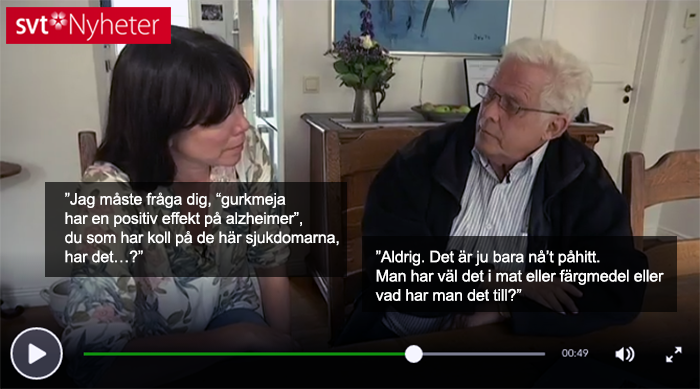 Lennart Minthon och SVT diskuterar gurkmeja - Foto: SVT, skärmdump