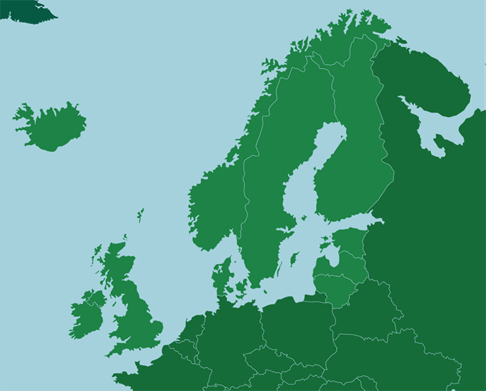 Nordeuropa - Källa: online.seterra.com
