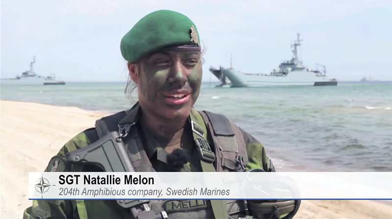 NATO Baltops sergeant Natalie Melon från svenska 204:e Amfibiekompaniet