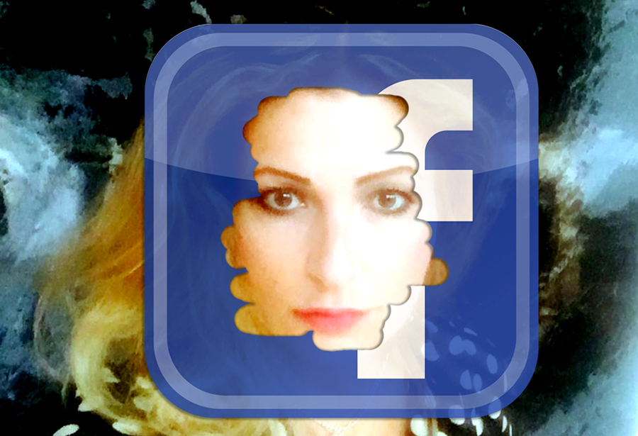 NewsVoice montage: Foto av Katerina Janouch och Facebooks logo