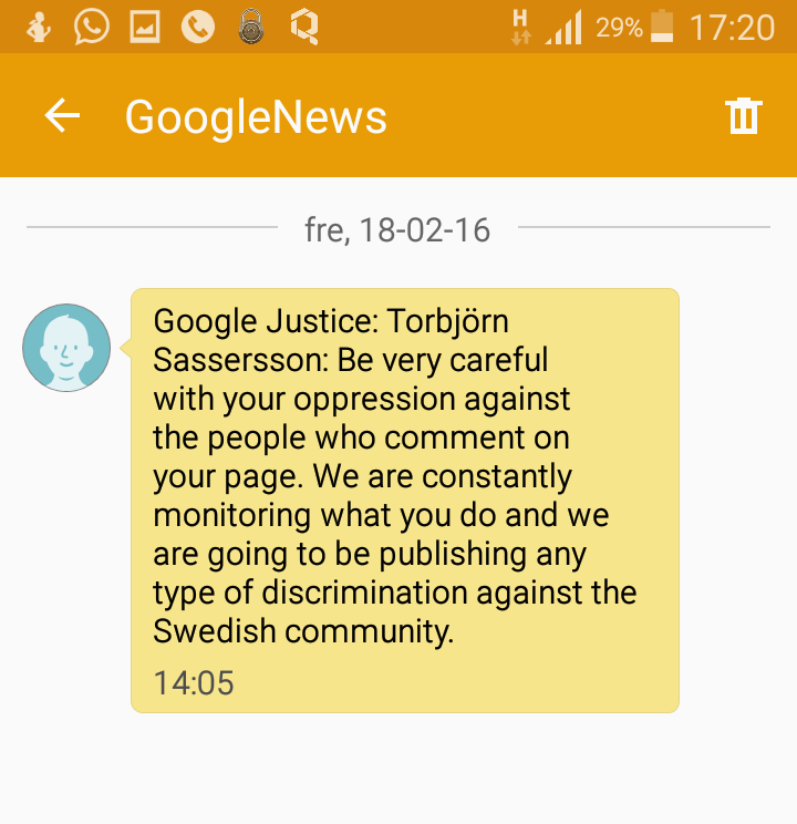 Screenshot Google fake SMS