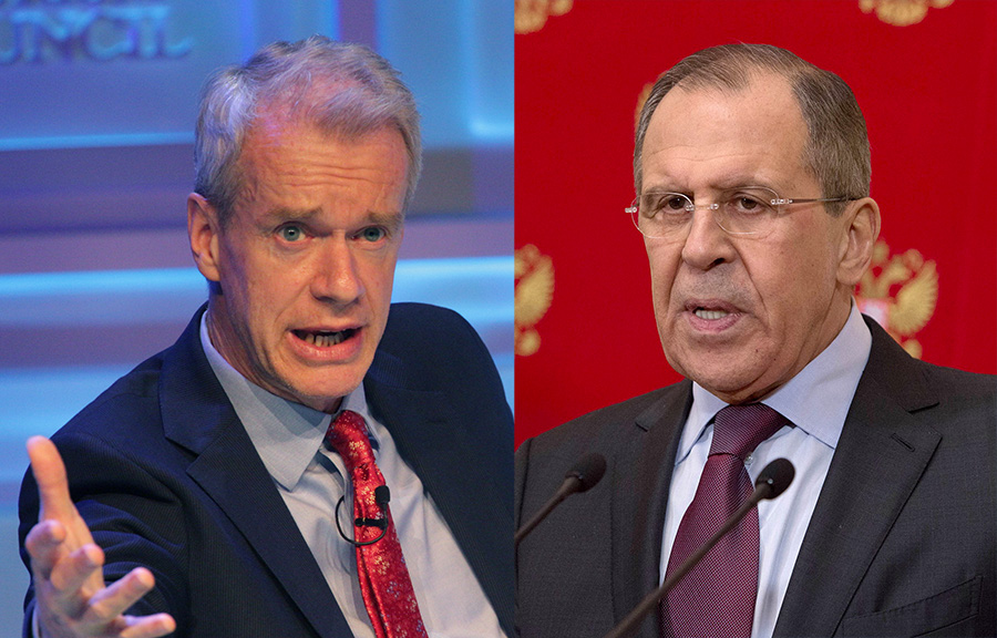 Stephen Sackur - Foto: World Travel and Tourism Council (CC BY 2.0) Sergey Lavrov - Foto: US Department of State (Public Domain)