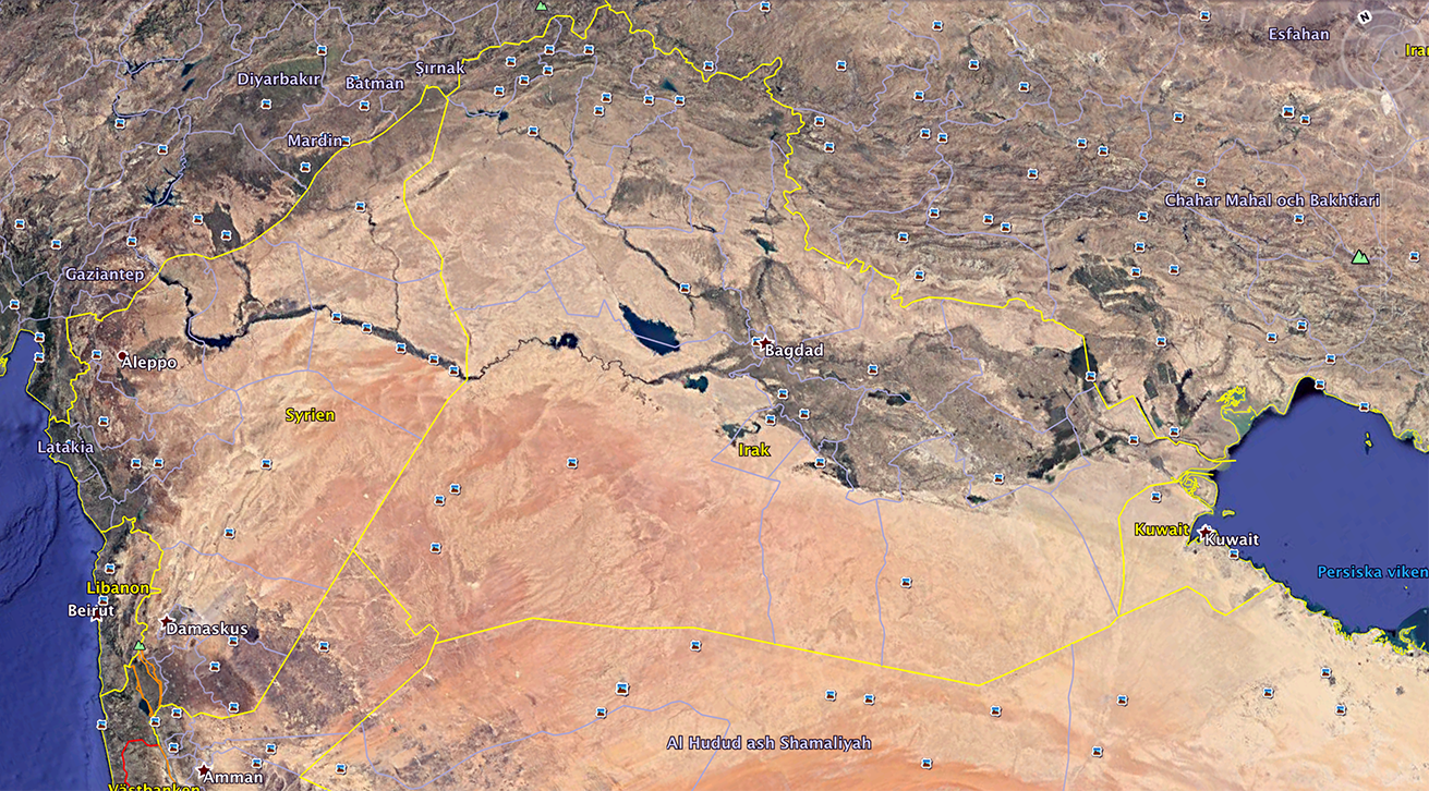 Syrien och Irak - Google Earth Pro
