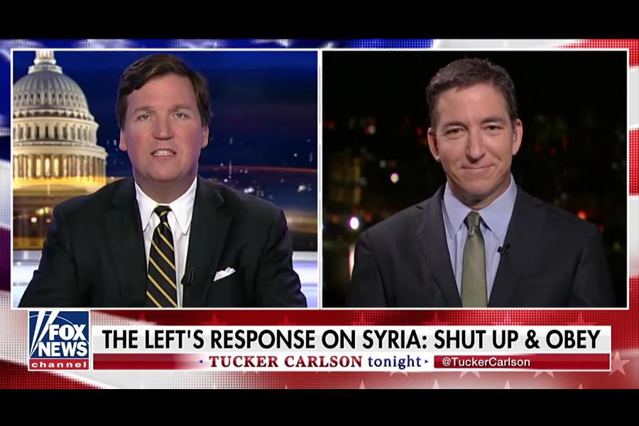 Tucker Carlson och Glenn Greenwald, 10 april 2018 - Foto: Fox News