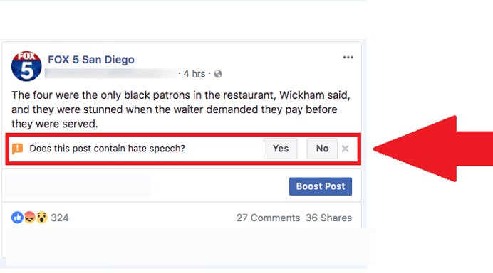 Facebook hate speech button