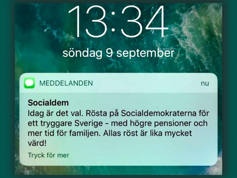 Socialdemokraterna spammar Sverige med mass-SMS under valspurten 2018