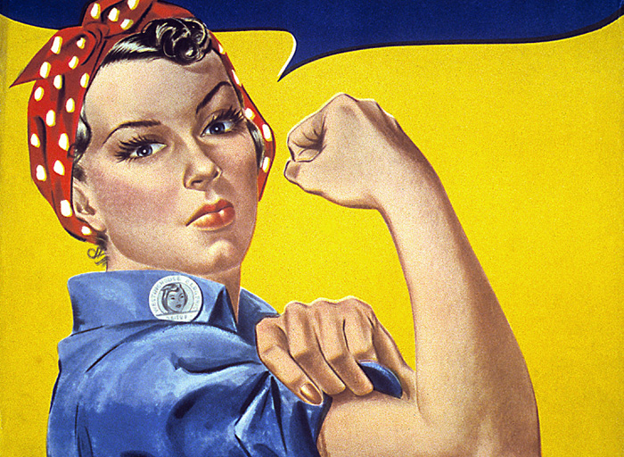Statsfeminism - Bild från 1943 av J.-Howard-Miller, amerikansk krigspropaganda.