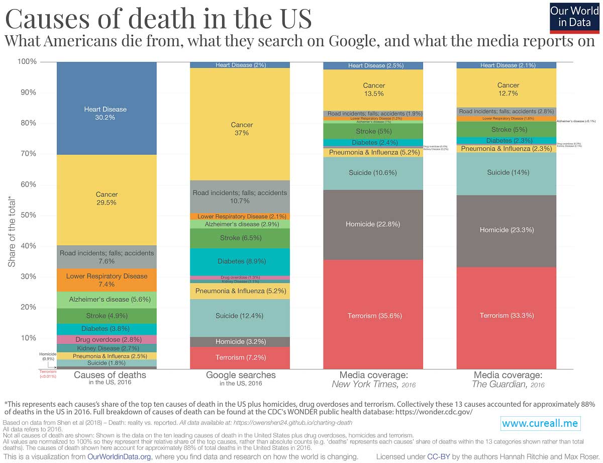 Causes of death in th USA, 2016. Summary: Covert Politics