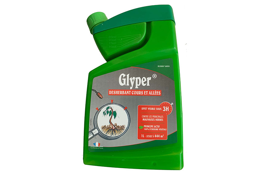 Ogräsmedlet Glyper (innehåller glyfosat). Produktfoto