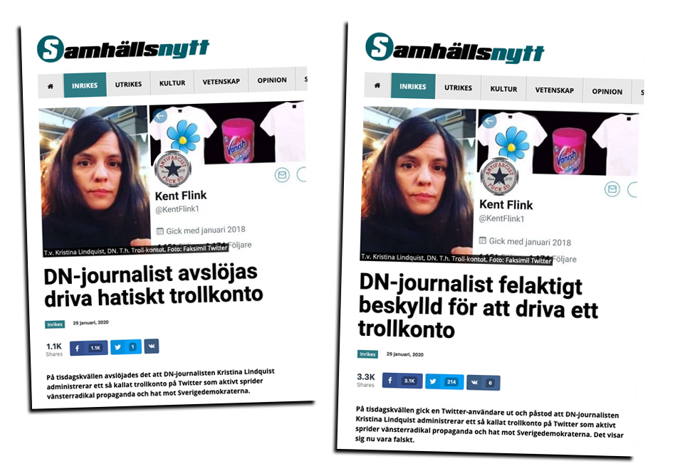 Kristina Lidnqvist anklagas för att driva "trollkontot" KentFlink1
