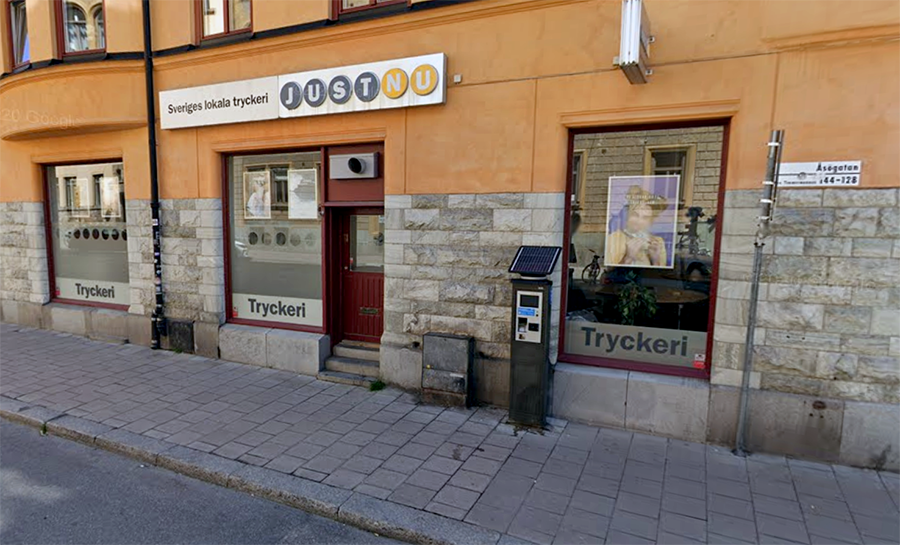 Tryckeriet JustNu på Åsögatan i Stockholm. Foto: Google Maps