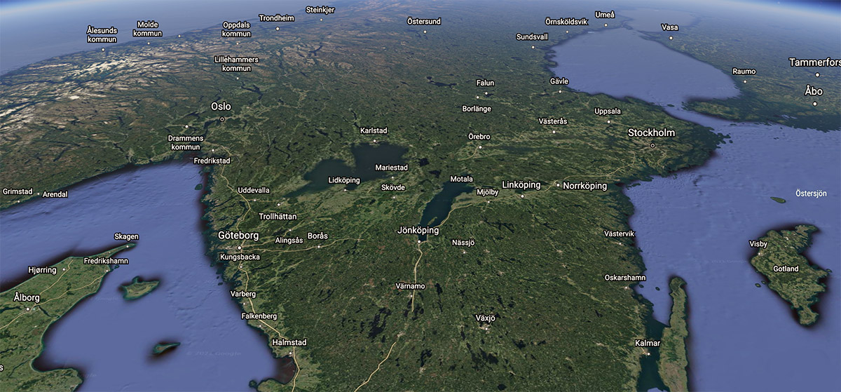 Sverige. Bild: Google Earth