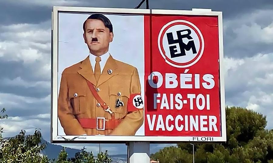 Emmanuel Macron liknas vid Hitler i franska Toulon. Foto: Metro.be