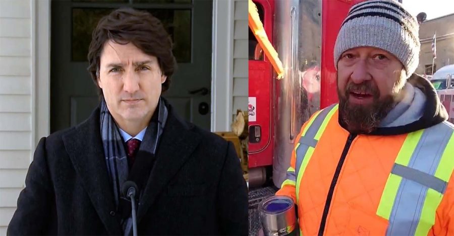 Justin Trudeau och en lastbilsförare