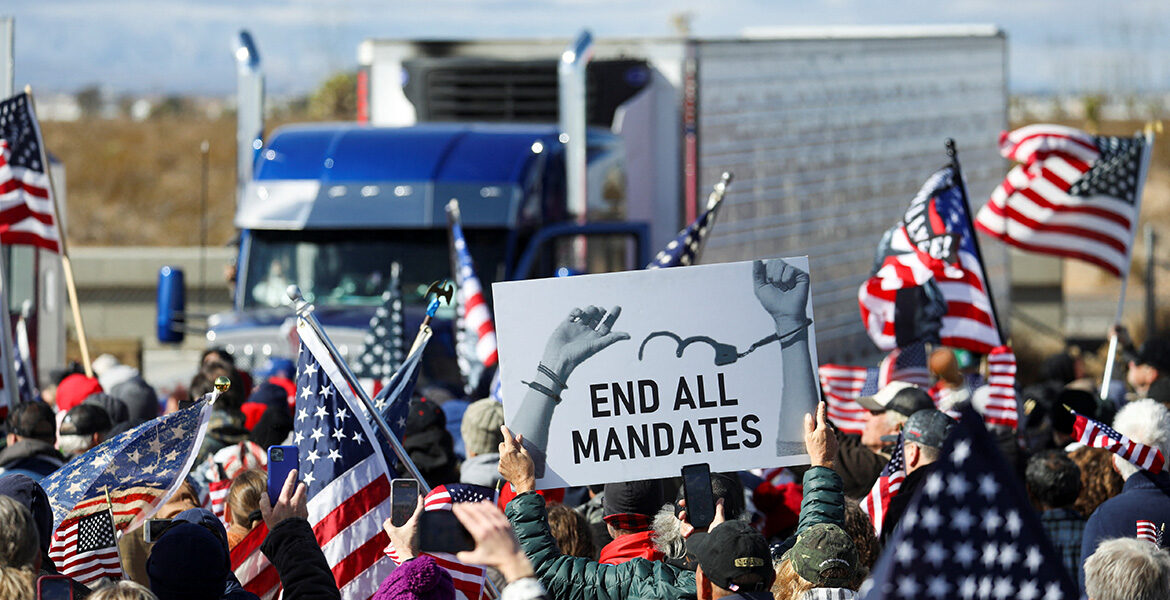 Truckers i USA protesterar mot vaccinmandaten