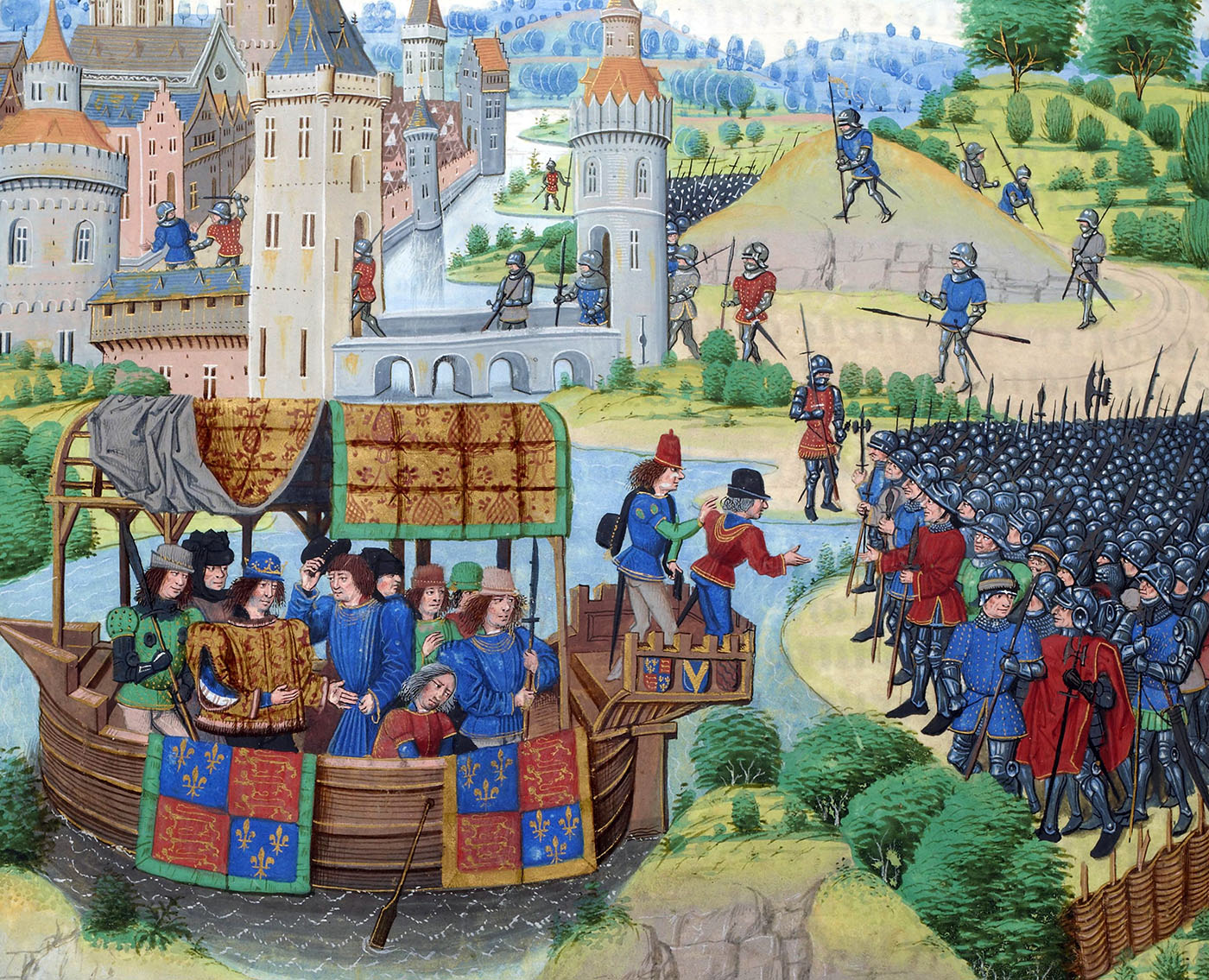 Richard II möte med rebellerna från bondeupproret 1381. Målning av Jean Froissart.