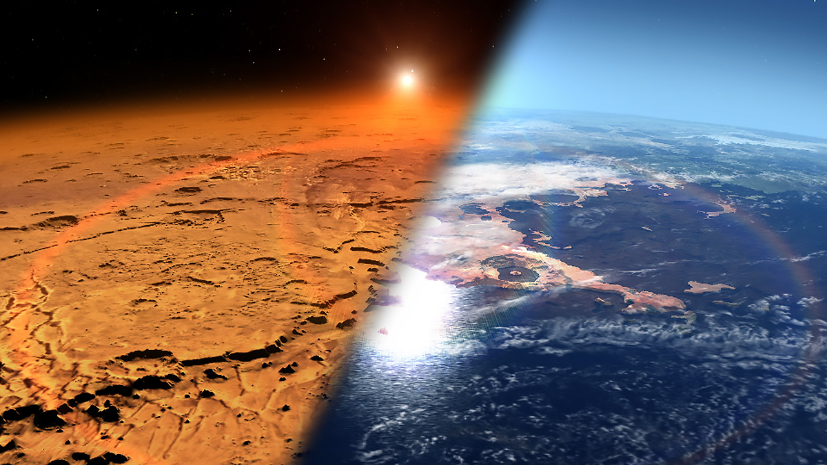 Mars idag och tidigare. Bildkälla: NASA:s Goddard Space Flight Center