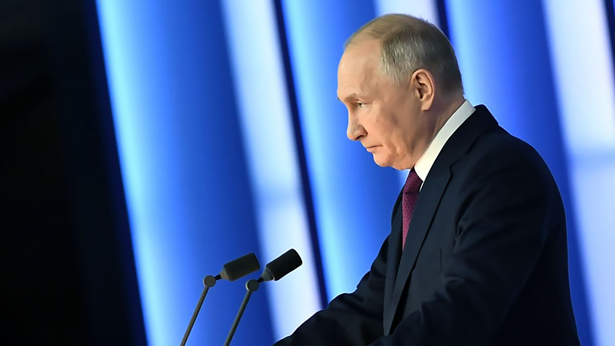 Vladimir Putin 21 feb 2023. Foto: Sputnik, Maksim Blinov