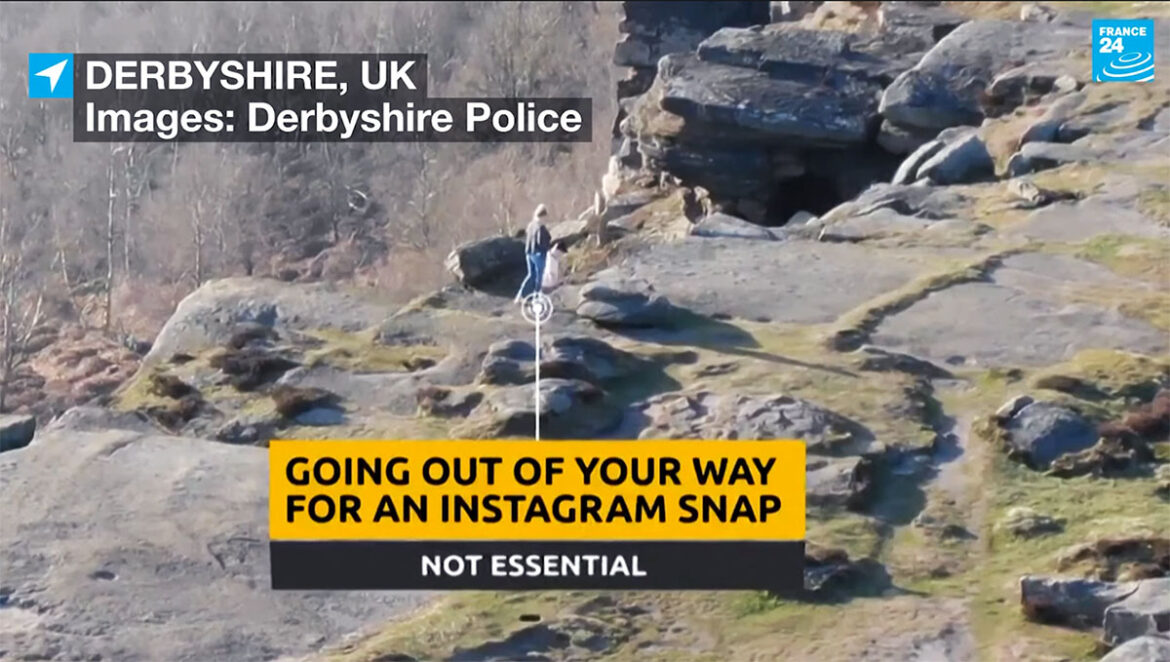 Icke essentiella aktiviteter. Drönarfoto: Derbyshire Police, England