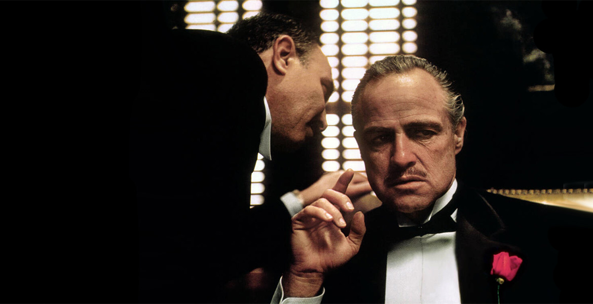 Marlon Brando spelare karaktären Don Vito Corleone i Gudfathern, 1972. Foto: Paramount Pictures