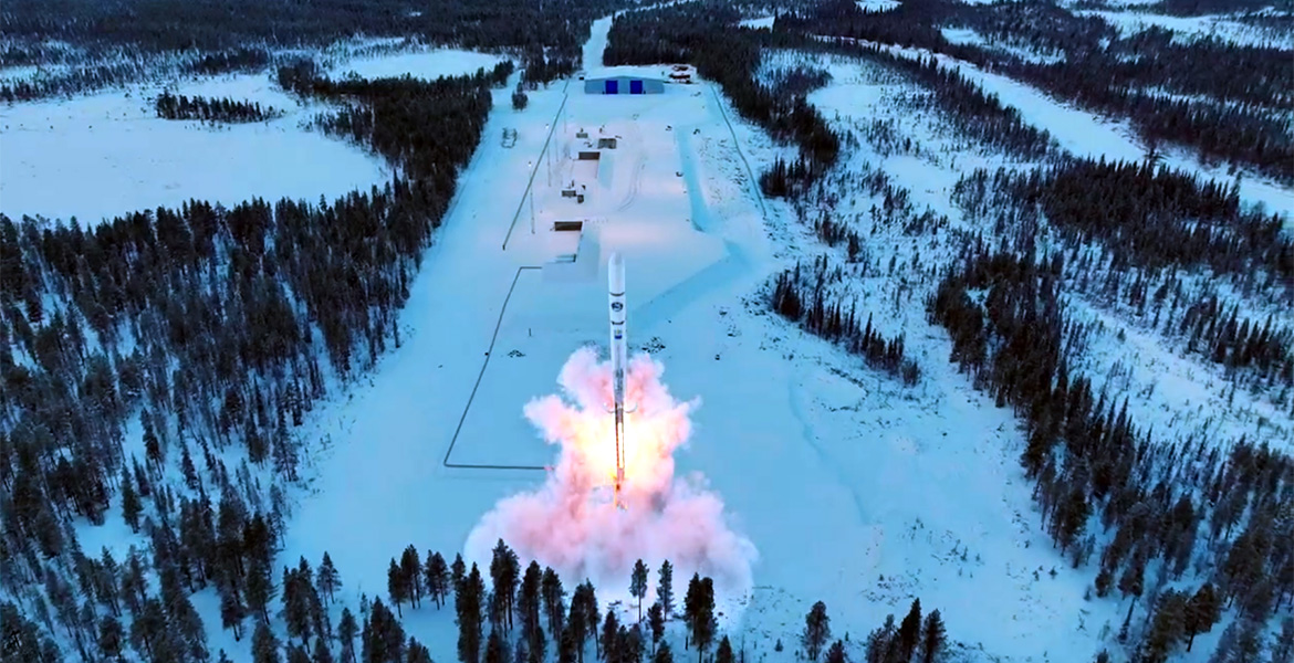 Rocket launch at Esrange, Sweden. Still from PR-video, Sweden Space Corporation