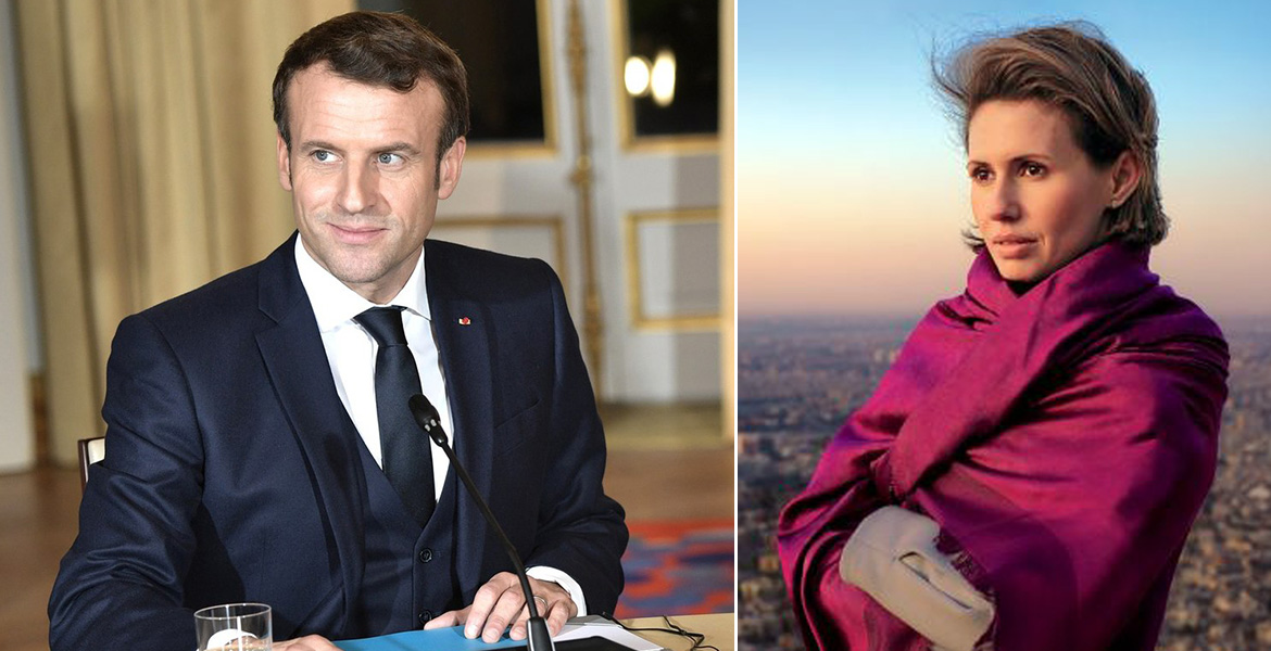 Emmanuel Macron och Asma Assad