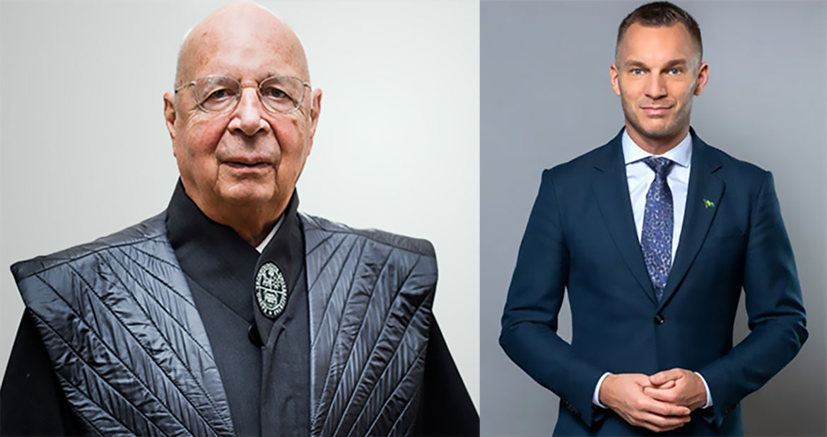 WEF:s ordöfrande Klaus Schwab och civilminister Erik Slottner.