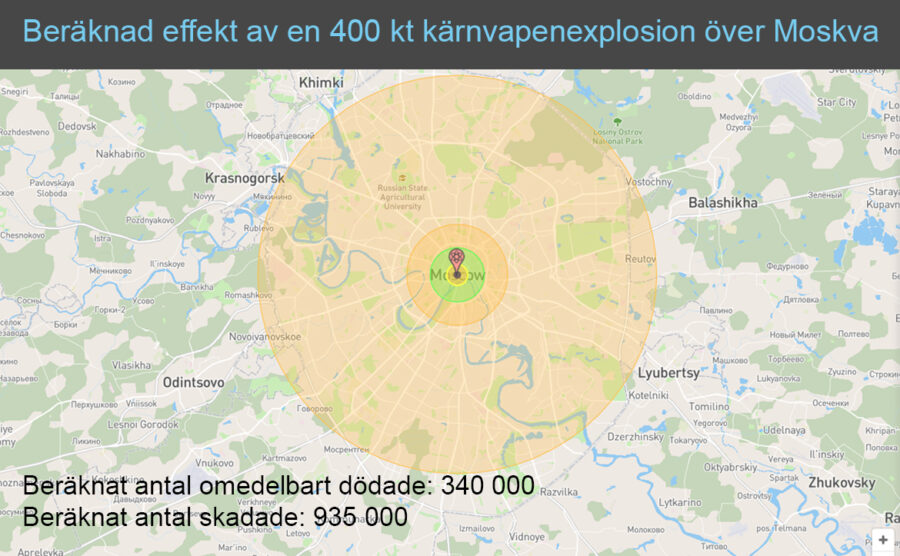 1 st 400 kiloton kärnvapenbomb som fälls över Moskva. 