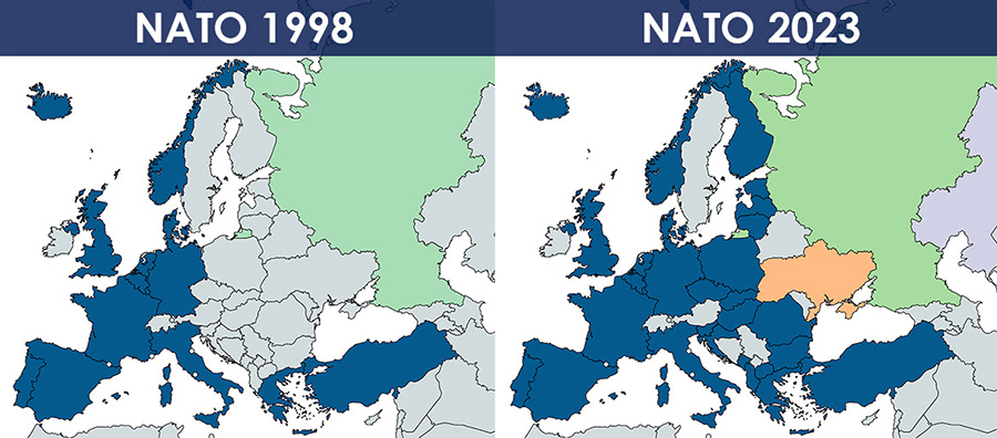 NATO:s expansion 1998-2023. Grafik: K. Hell