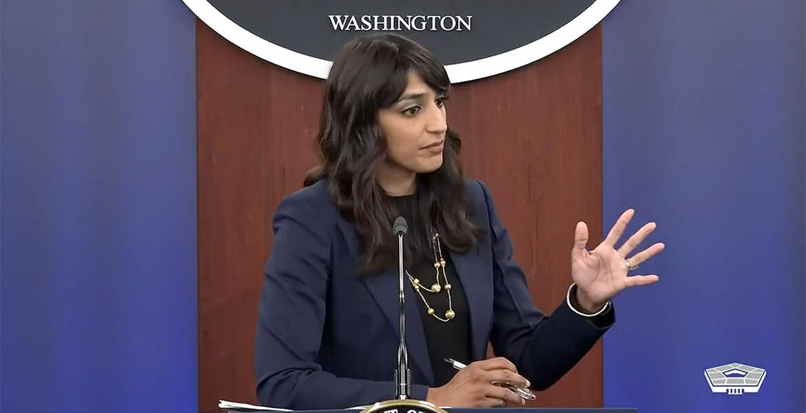 Deputy Press Secretary Sabrina Singh during a Pentagon news conference, September 7, 2023. Video still: The Pentagon