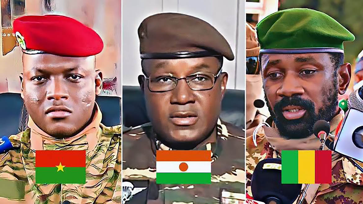 Interim President Ibrahim Traoré (Burkina Faso), General Tchiani (Niger) and Colonel Assimi Goïta (Mali)