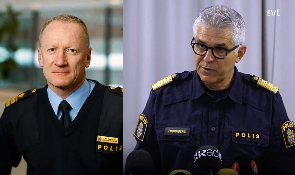 Per Engstrom Chief of the National Operations Department and Anders Thornberg Chief of the National Police. Foton DN.se och SVT. Montage: NewsVoice