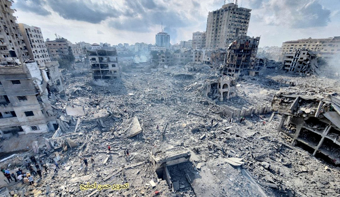 Gaza i oktober 2023 efter Israelisk terrorbombning.