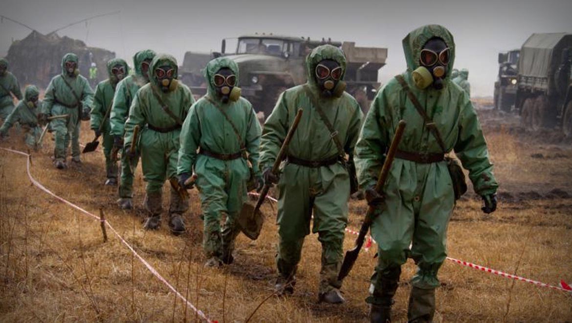 Militär övning för strålningsolyckor i Bolsoi Kamen, Ryssland, 2013. Foto: Kovalenko Alexander för SIPRI.org