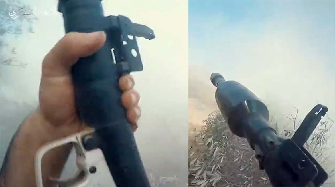 Hamas warrior fires RPG at an Israeli tank, Nov 2, 2023. Video/photo: Hamas