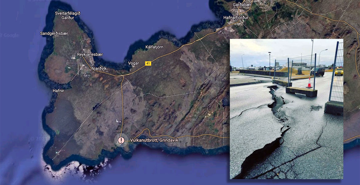 Reykjanes, Iceland. Montage: Google Maps and NewXPosterity