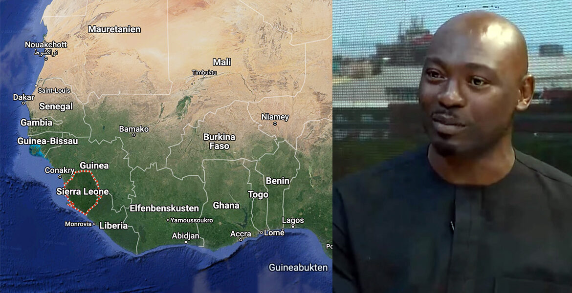 J. C. Okechukwu kommenterar kuppförsök i Sierra Leone. Montage: NewsVoice baserat på bilder från Google Maps och Arise Africa
