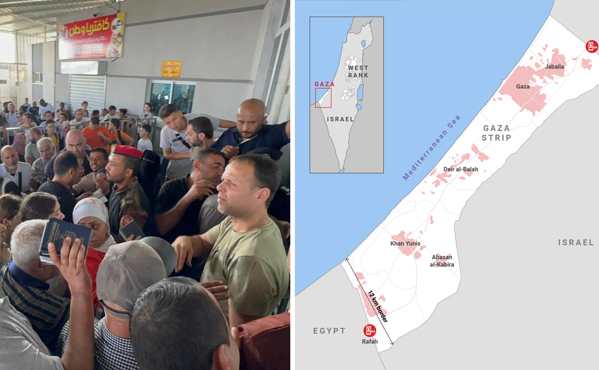 Gränsstationen i Rafah, januari 2024
