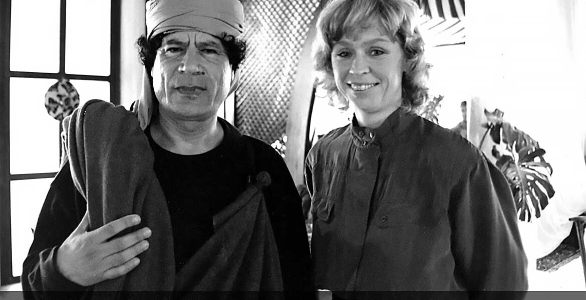 Stina Dabrowski intervjuade Muammar Gaddafi 1990. Foto: SVT