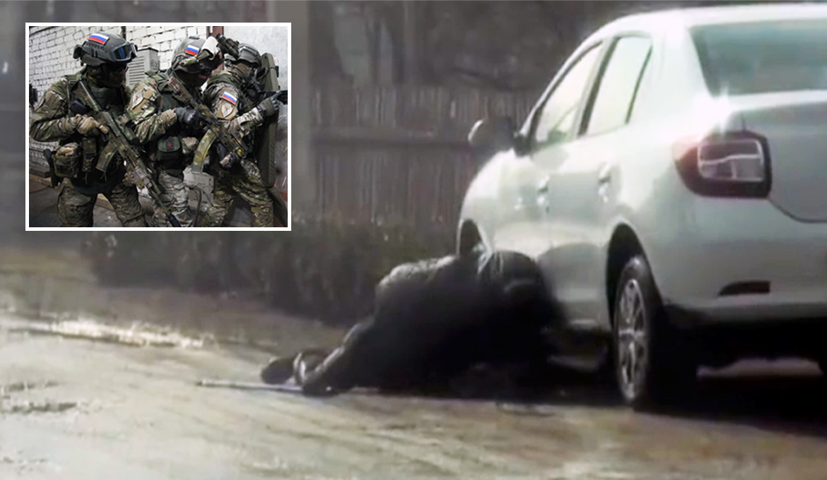 Sabotör från Ukraina apterar bilbomb, enligt ryska FSB. Foto: FSB