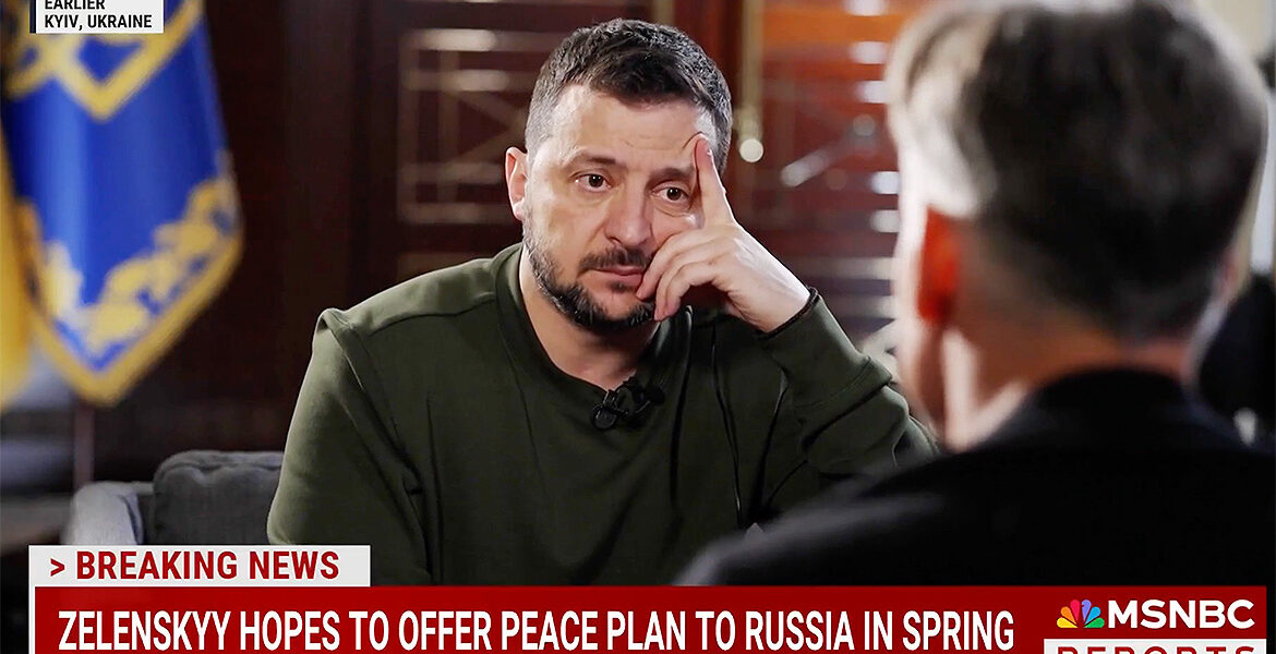February 25, 2024: Zelensky is losing the war against Russia. Image: MSNBC.com