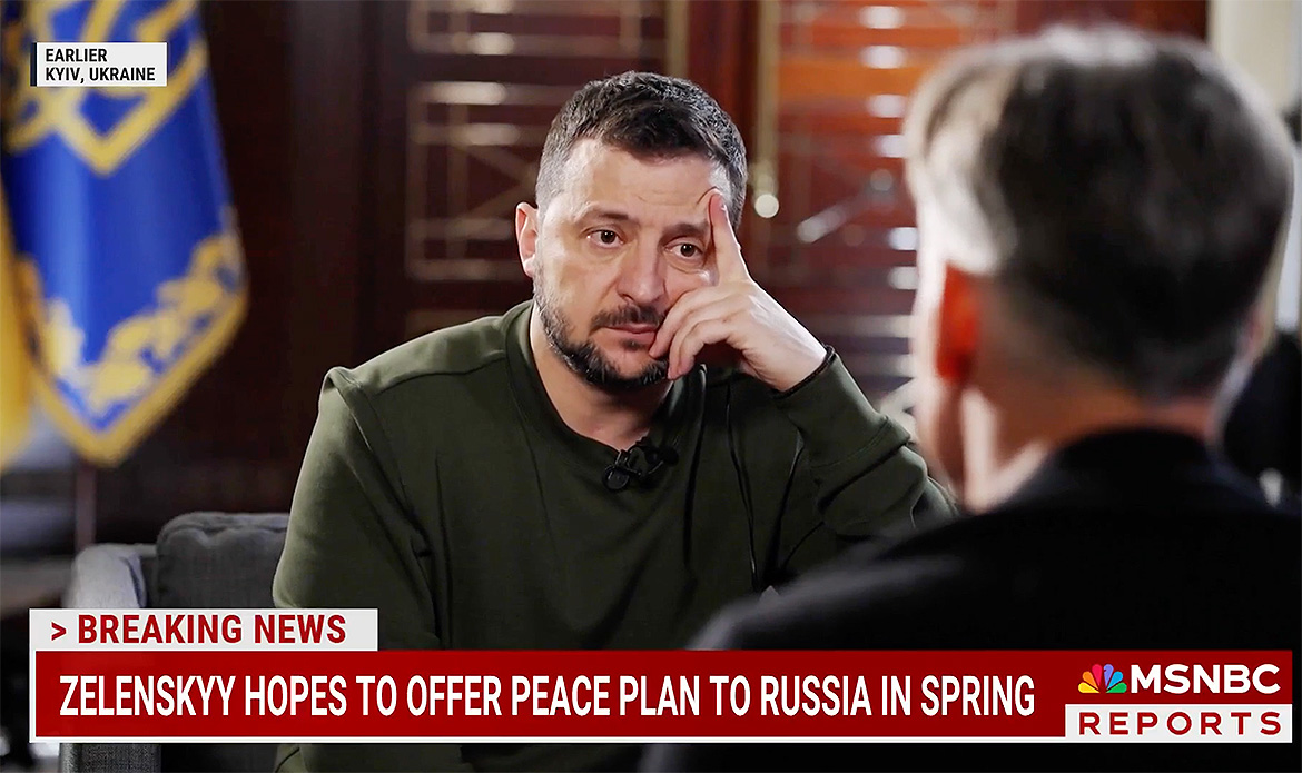 February 25, 2024: Zelensky is losing the war against Russia. Image: MSNBC.com