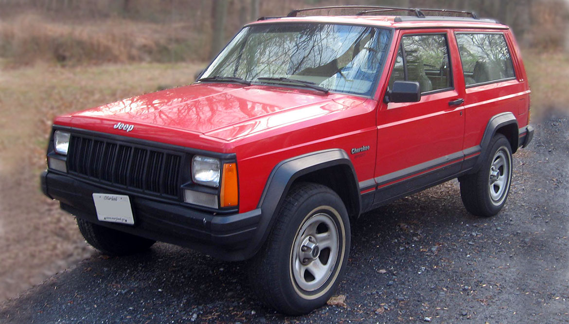 1984-1996 series Jeep Cherokee photographed in Kensington, Maryland, USA. 1996 two-door shown.