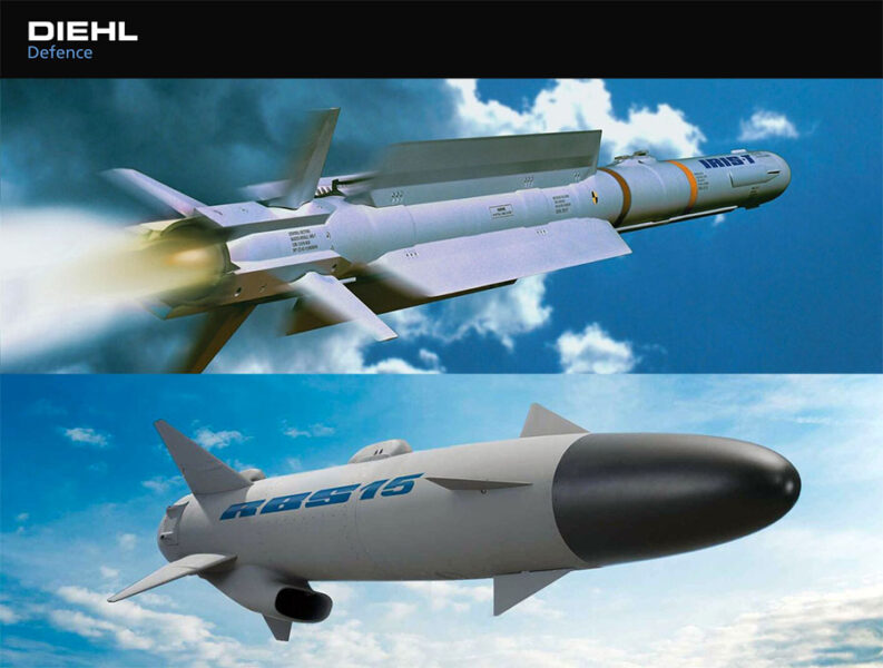 Tyska Diehl tillverkar missilerna: IRIS-T och RBS15 Mk3 som tillverkas i samarbete med svenska Saab Dynamics.